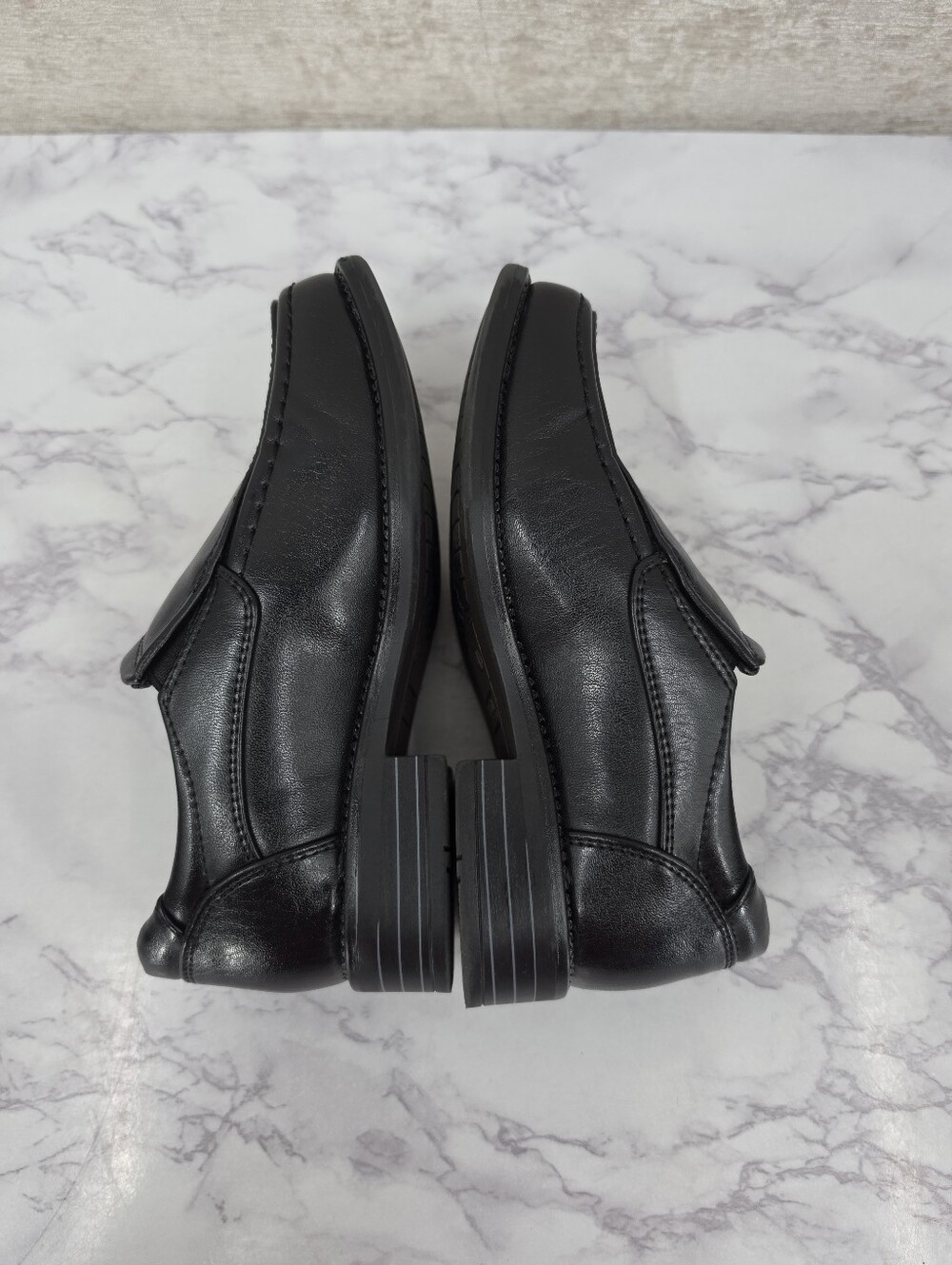 Robert David Black Faux Leather Slip-On Dress Shoes Boys Toddler Size 11 Wide - Picture 5 of 11